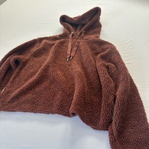 Cozy Plush Hooded Sweater in Chocolate Brown